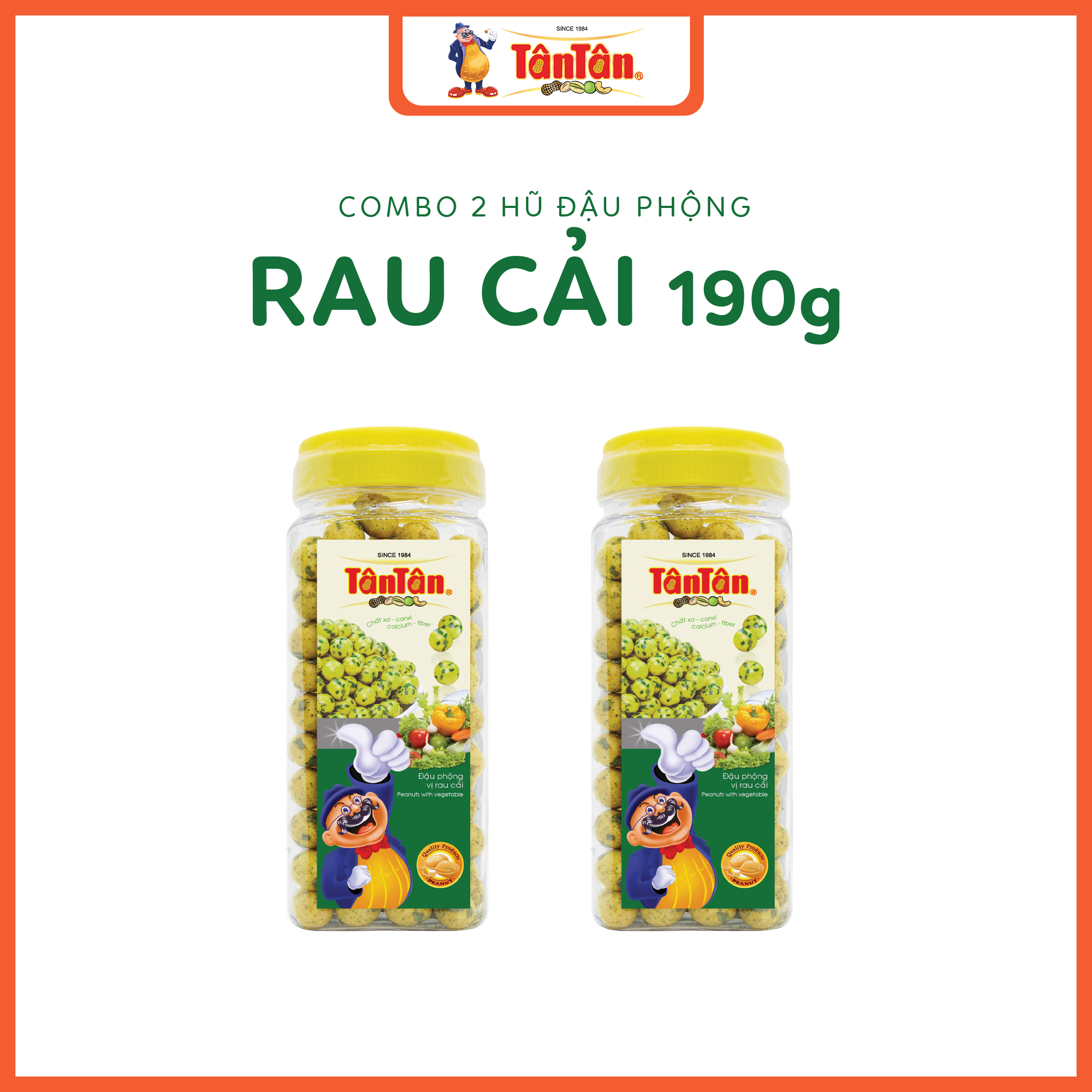 Combo 2 hũ Đậu phộng vị Rau cải Tân Tân (190g/hũ)