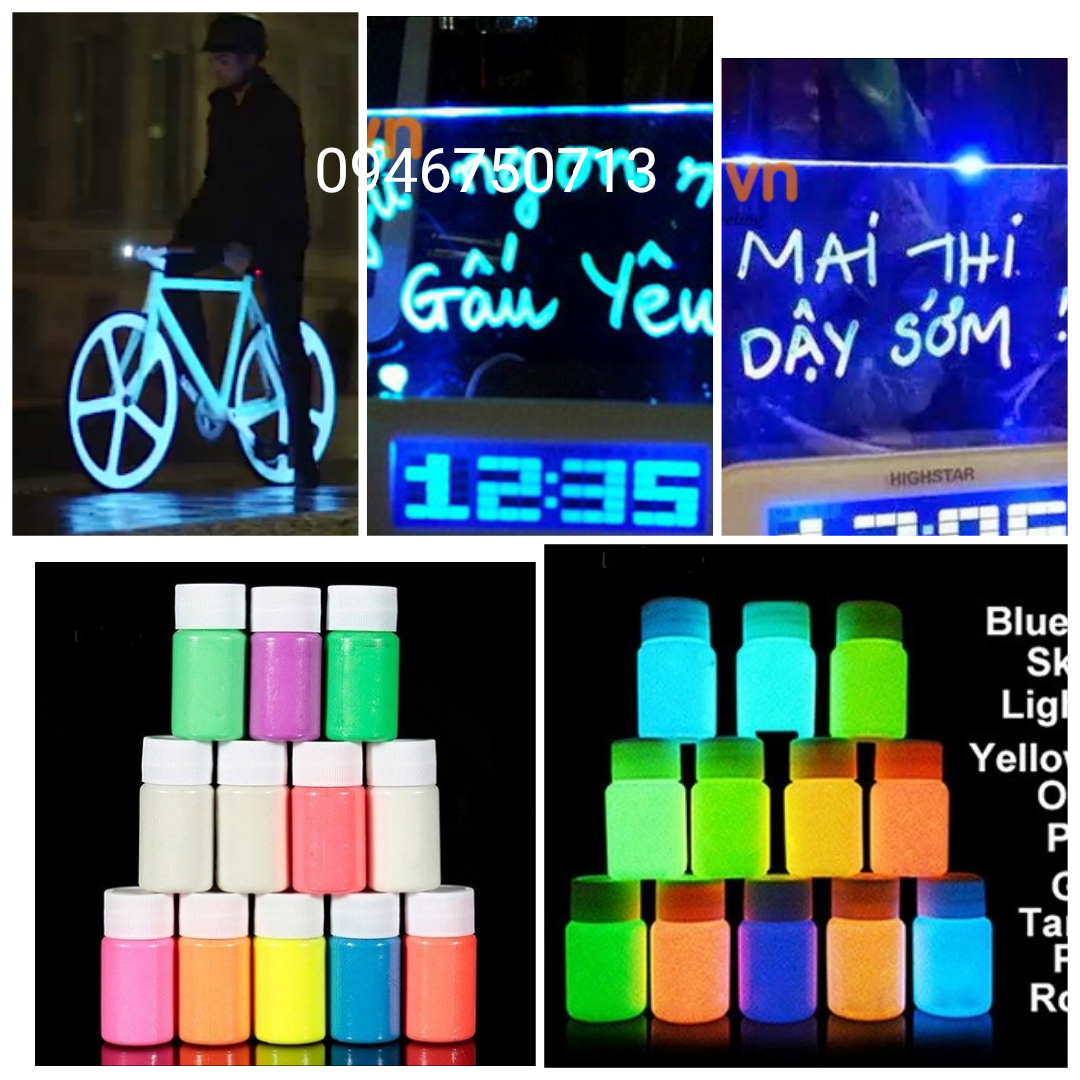 combo 1 lọ sơn và 1 lọ bột dạ quang tặng cọ vẽ