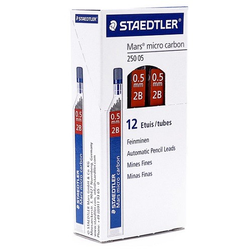 Ruột chì kim kỹ thuật MARSMICRO 0.5 mm độ cứng 2B/HB Staedtler-Dụng cụ vẽ Tâm Tâm