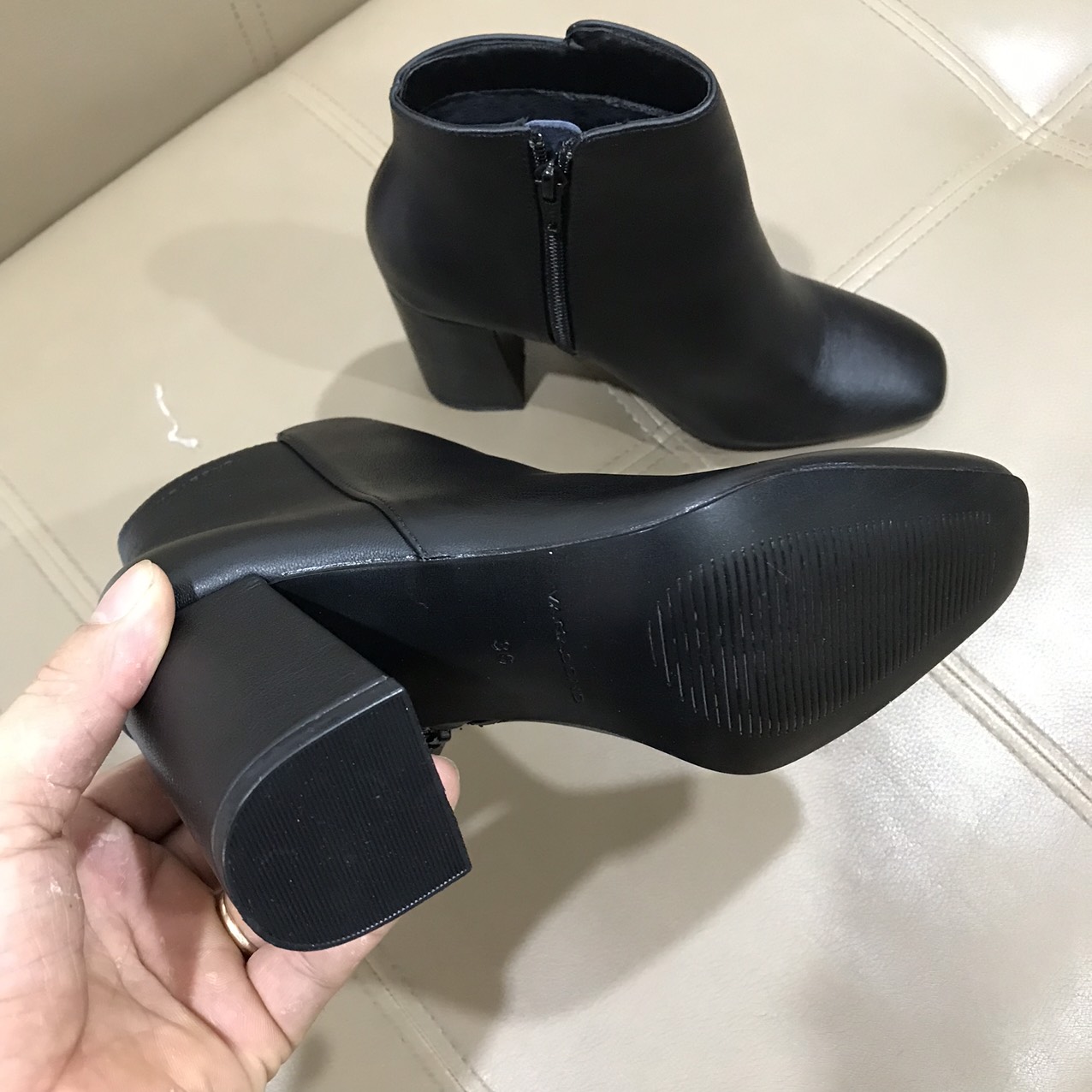 Giầy Bốt Nữ Da Thật Gót Trụ Cao 7cm VNXK