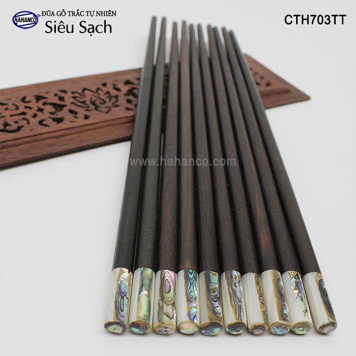 Đũa gỗ Trắc tròn đầu bào ngư Úc (10 đôi/hộp) đũa gỗ tự nhiên siêu sạch - an toàn cho sức khỏe - CTH703TT - Chopstick of HAHANCO