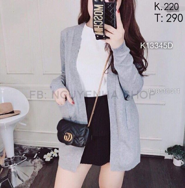 Áo khoác len nhung dán dài mềm mịn cao cấp