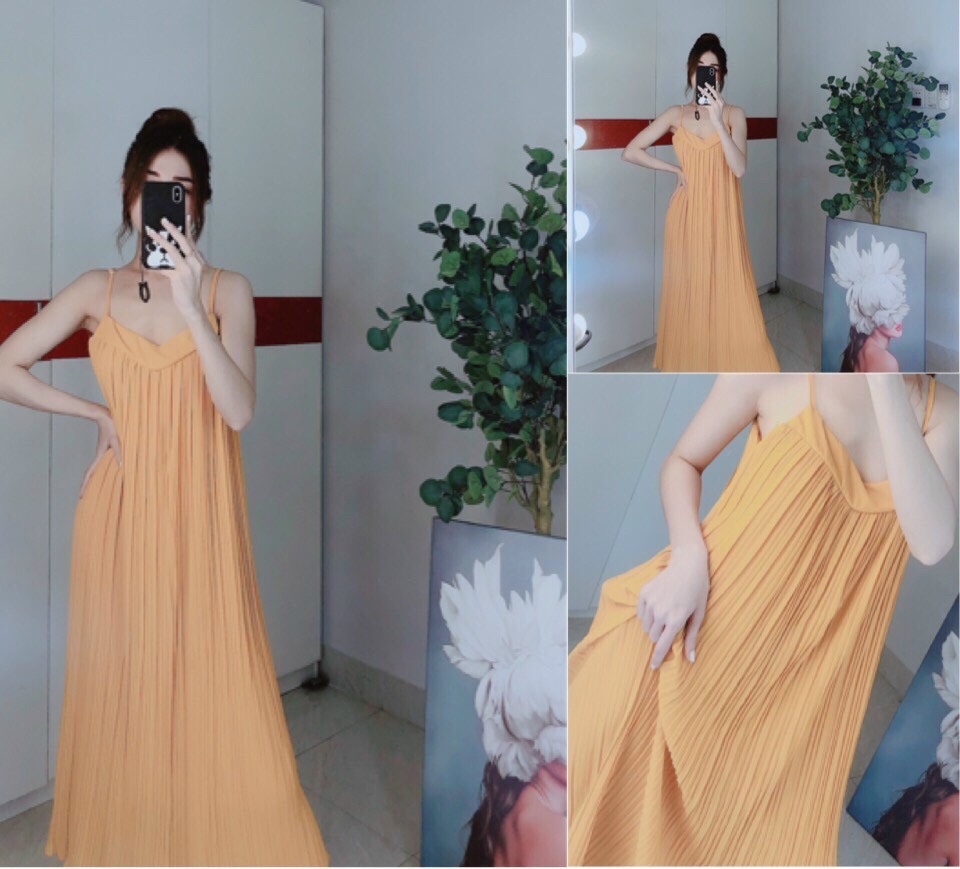 [HCM]ĐẦM BẦU MAXI 2 DÂY DẬP LY SIÊU ĐẸP M002