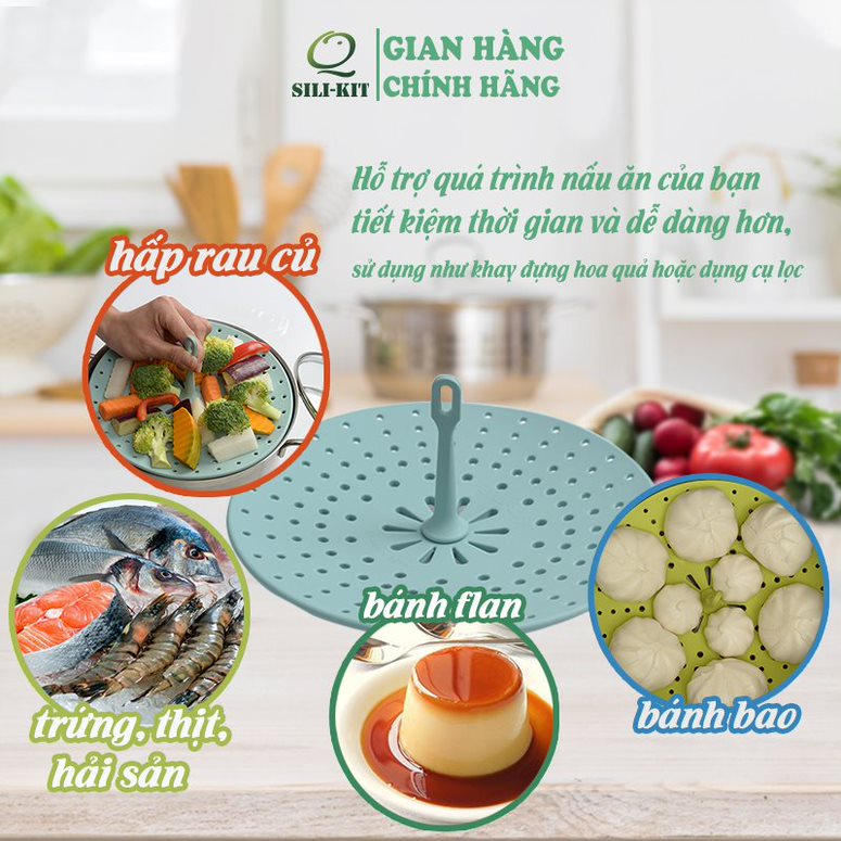 Xửng hấp silicone SILIKIT, khay hấp thực phẩm đa năng