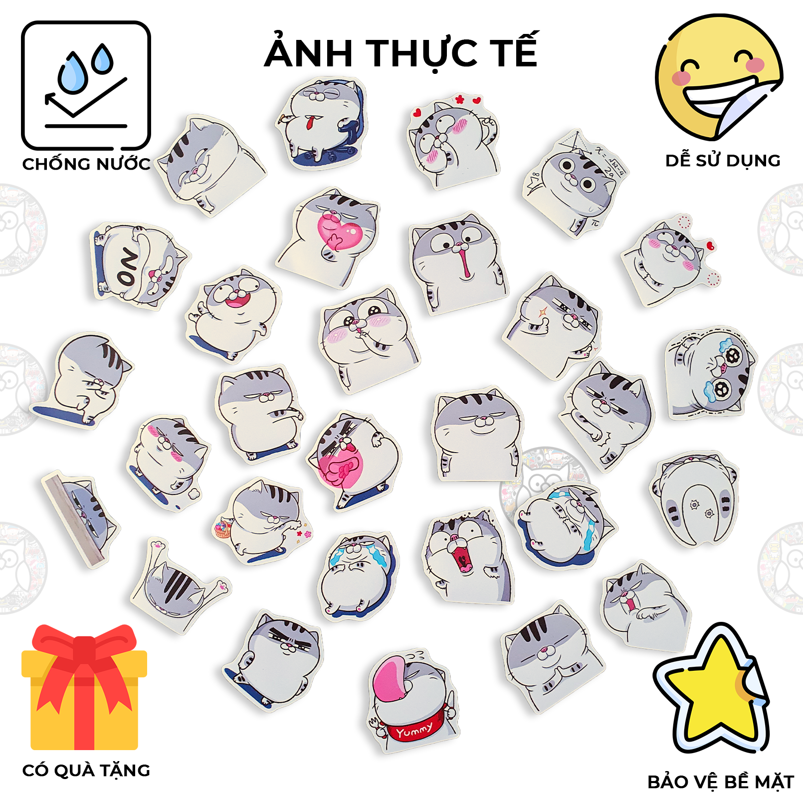 [HCM]Bộ hình dán MÈO AMI BỤNG BỰ dễ thương sticker pvc chống nước cao cấp không bay màu, trang trí nón bảo hiểm, trang trí điện thoại, trang trí laptop - Owl Sticker