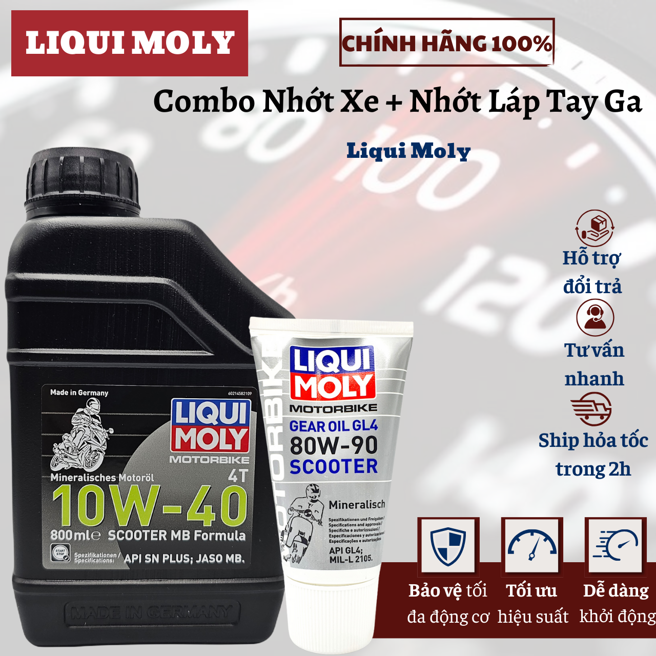 Combo nhớt xe tay ga Liqui Moly Scooter MB tặng nhớt hộp số Liqui Moly 150ML