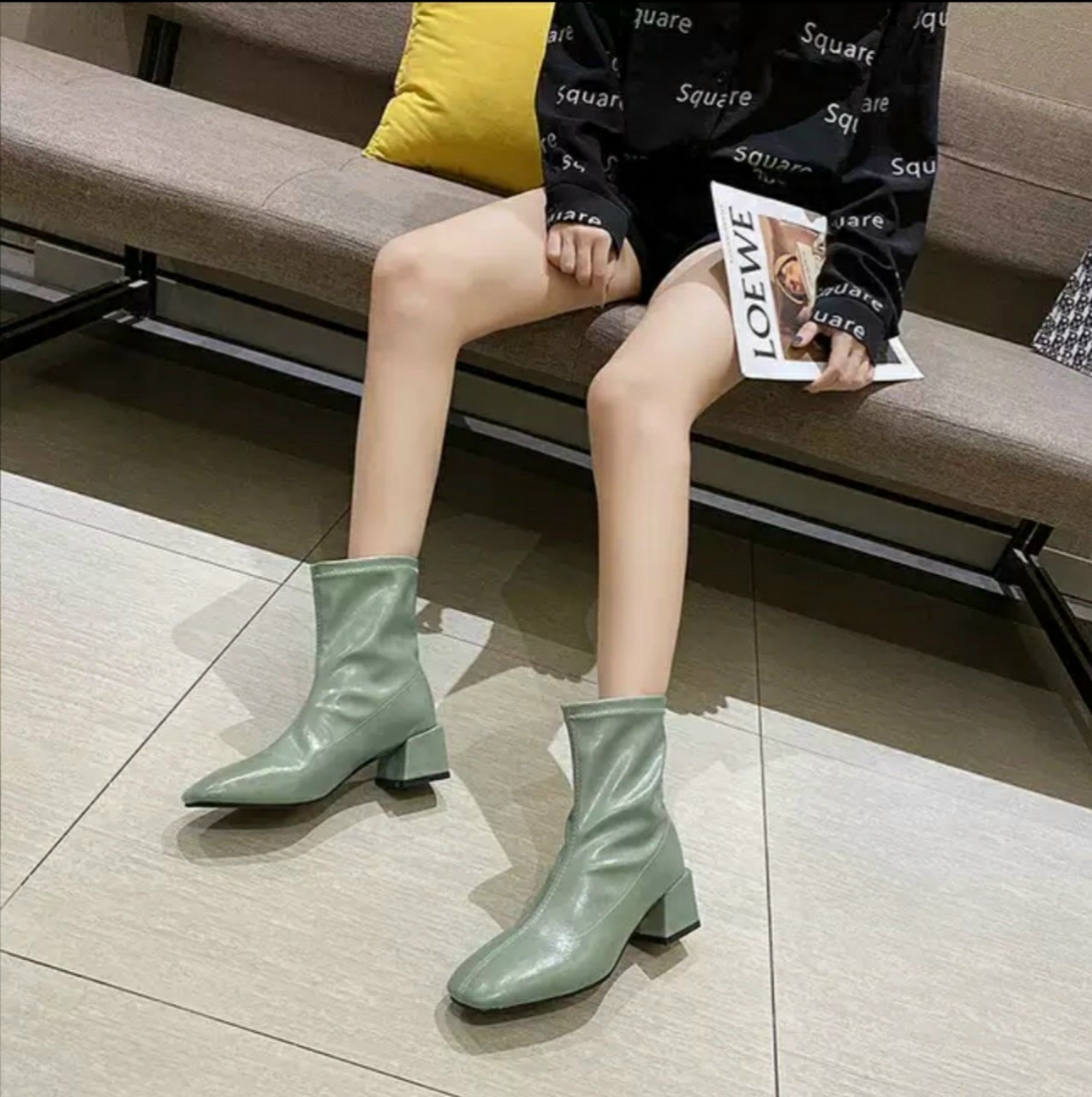 ( Giá siêu rẻ) Giày bốt da mềm cổ lửng