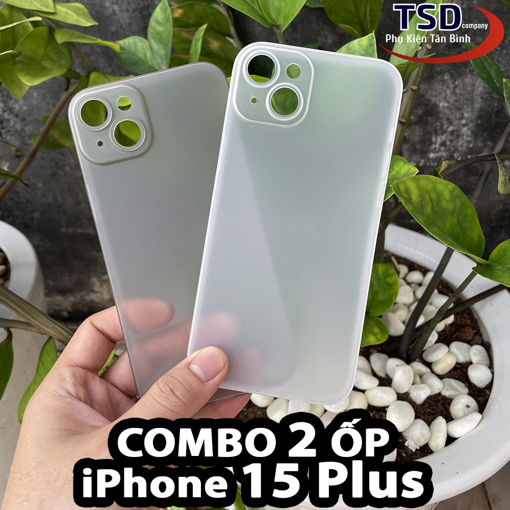 Combo of 2 ultra thin unibody iphone 15 plus matte clear cases