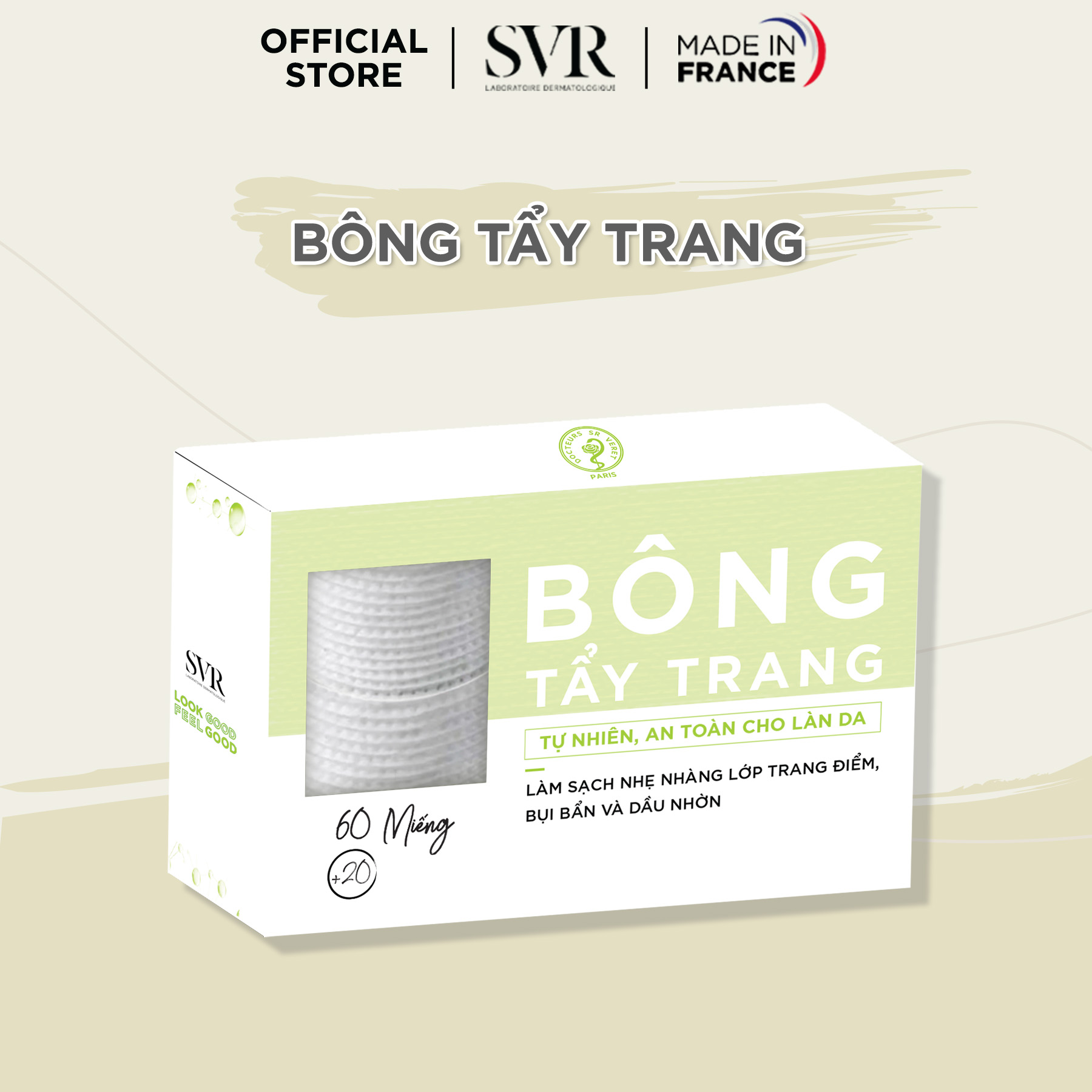 [HB Gift] Bông tẩy trang cao cấp SVR  60 miếng