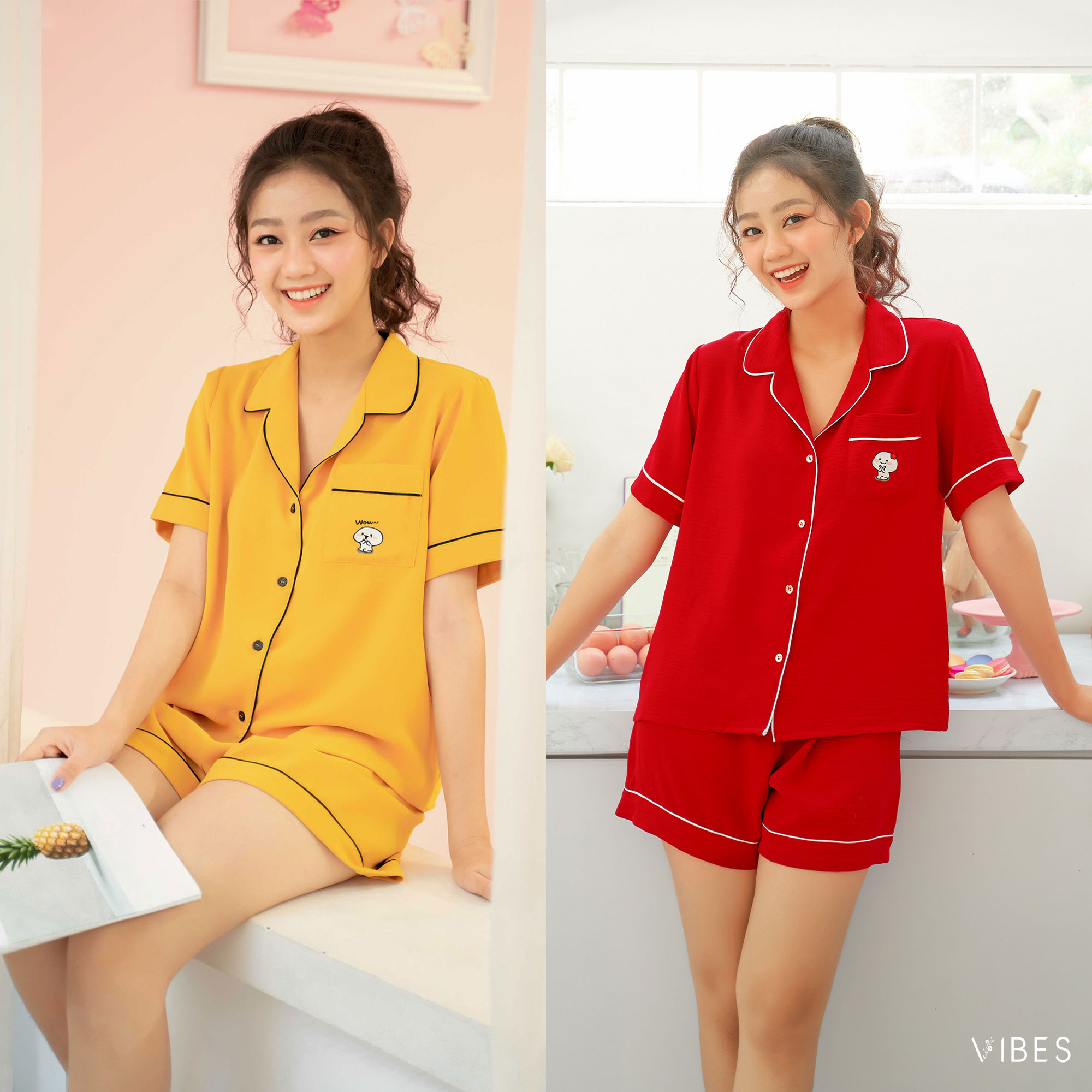 VIBES Pijama ngắn Meme Py Set