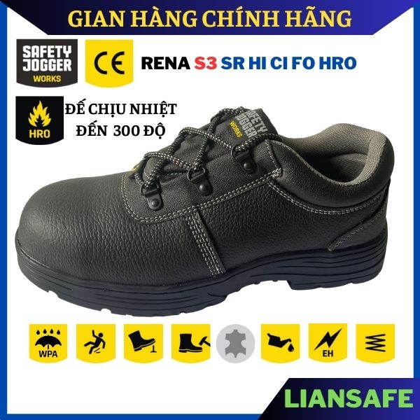 Giày bảo hộ lao động nam Safety Jogger Rena S3 mũi thép [HÀNG CHÍNH HÃNG] da bò - đế cao su chống trượt cực tốt - chống đinh - chống nước