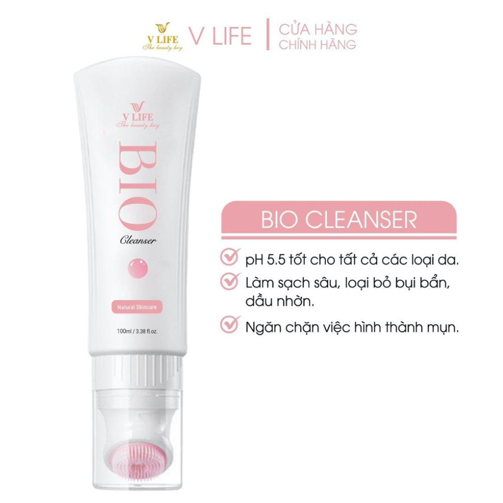 Sữa rửa mặt sinh học VLIFE BIO Cleanser làm sạch dưỡng ẩm cho da dầu mụn, da khô 100ml