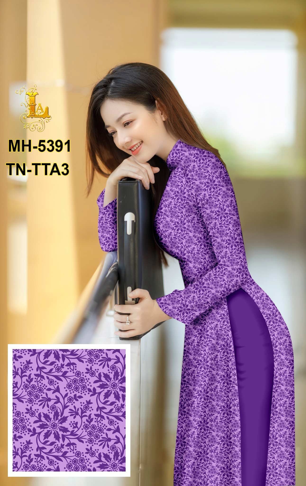 Vải áo dài hoa văn đều áo hiện đại