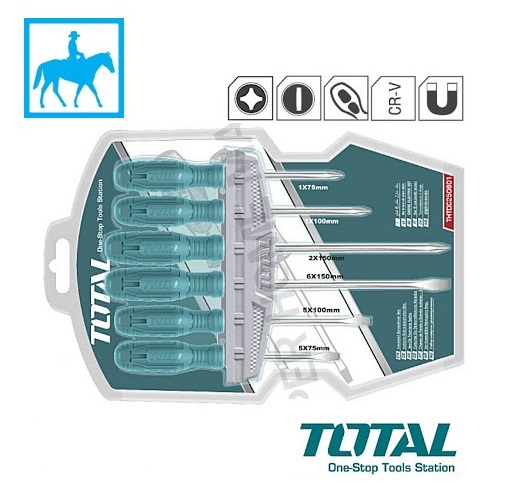Bộ 6 tua vít dẹp và bake Total THTDC250601