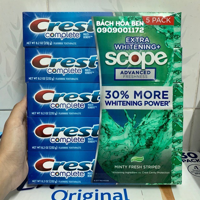 Kem Đánh Răng Crest Complete Extra Whitening Plus Scope