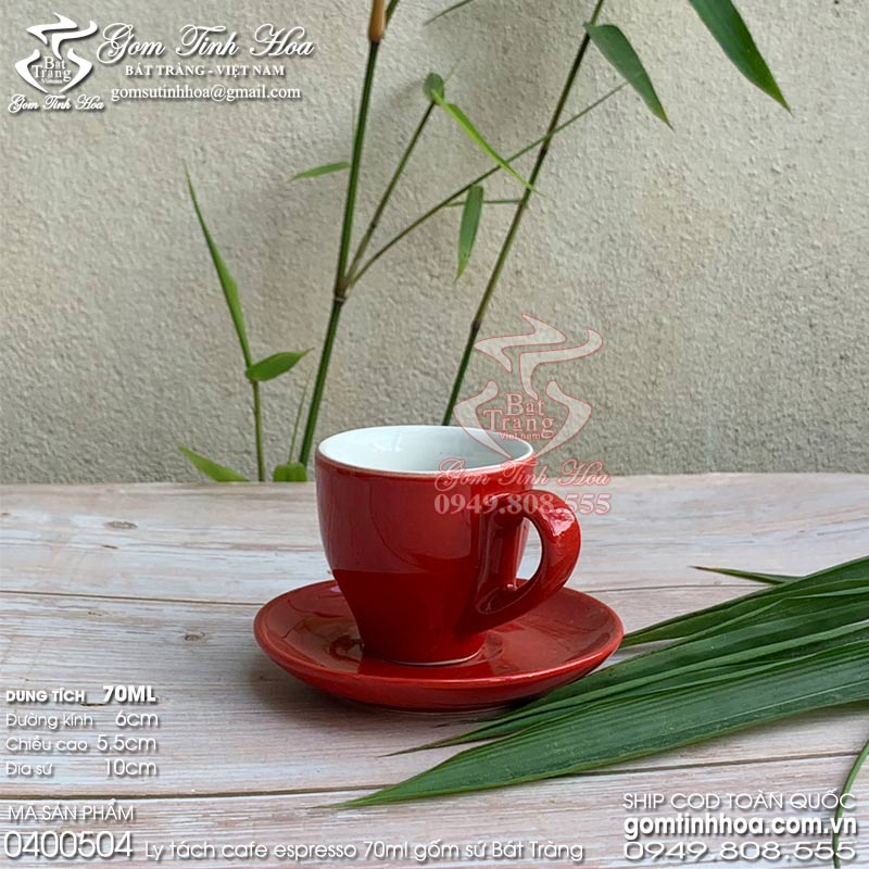 Ly tách cafe Espresso gốm sứ Bát Tràng men màu