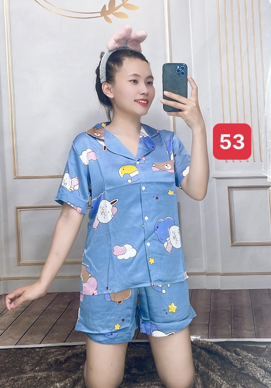 Đồ bộ nữ mặc nhà mùa hè cộc tay cộc quần đùi cho nữ chất lụa  mango mềm mát