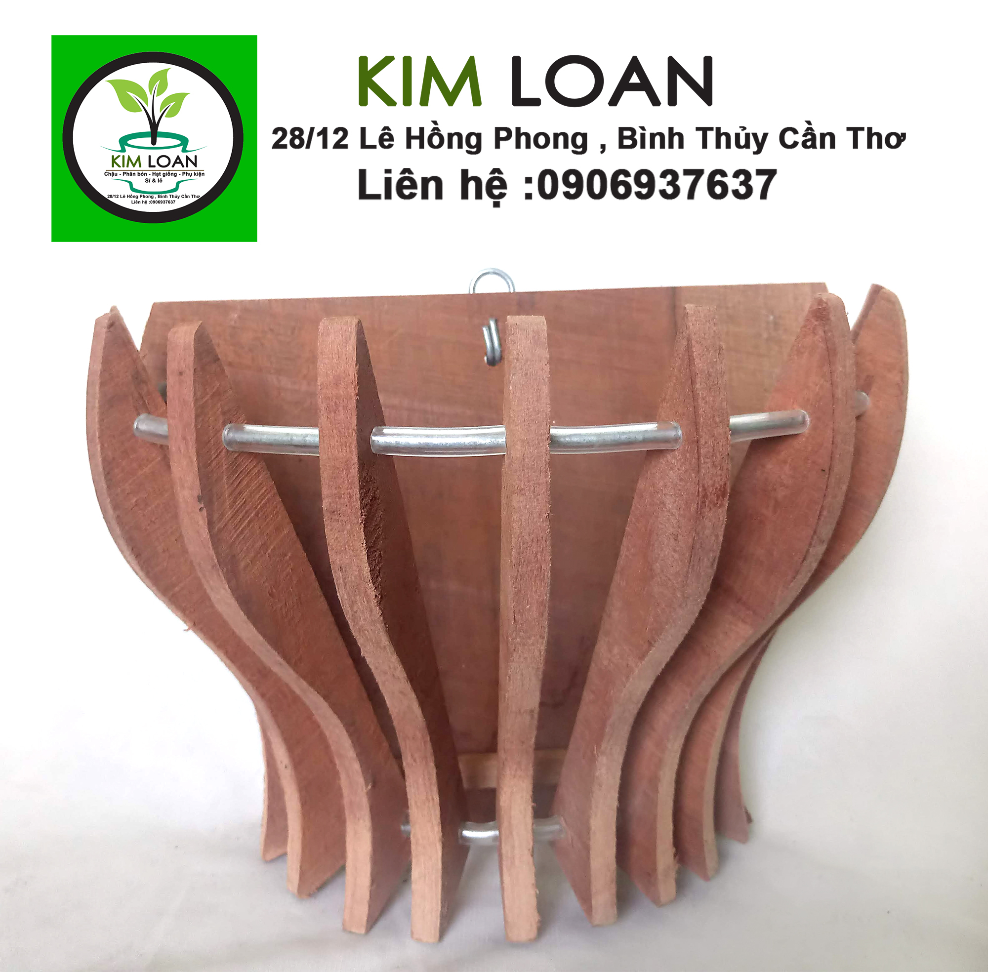 Combo 2 chậu lan gỗ ốp tường 21x14x14cm