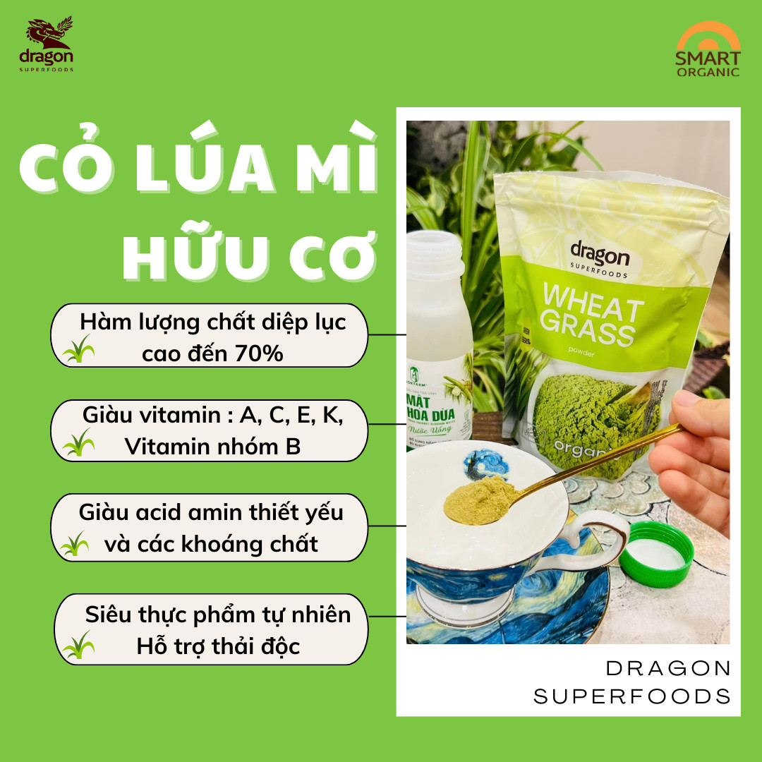 Bột Cỏ Lúa Mì Hữu Cơ Dragon Superfoods 150g