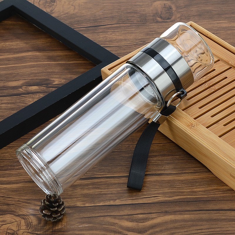 Bình Pha Trà Cao Cấp, Bình Thủy Tinh 2 Lớp Cách - Dung Tích 450ml