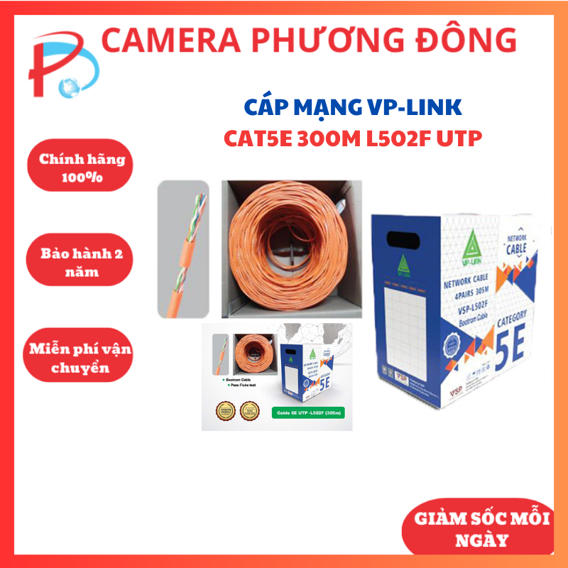 Cáp mạng vp-link cat5e 300m l502f utp loại tốt, chuyên bootrom dây dù trợ lực
