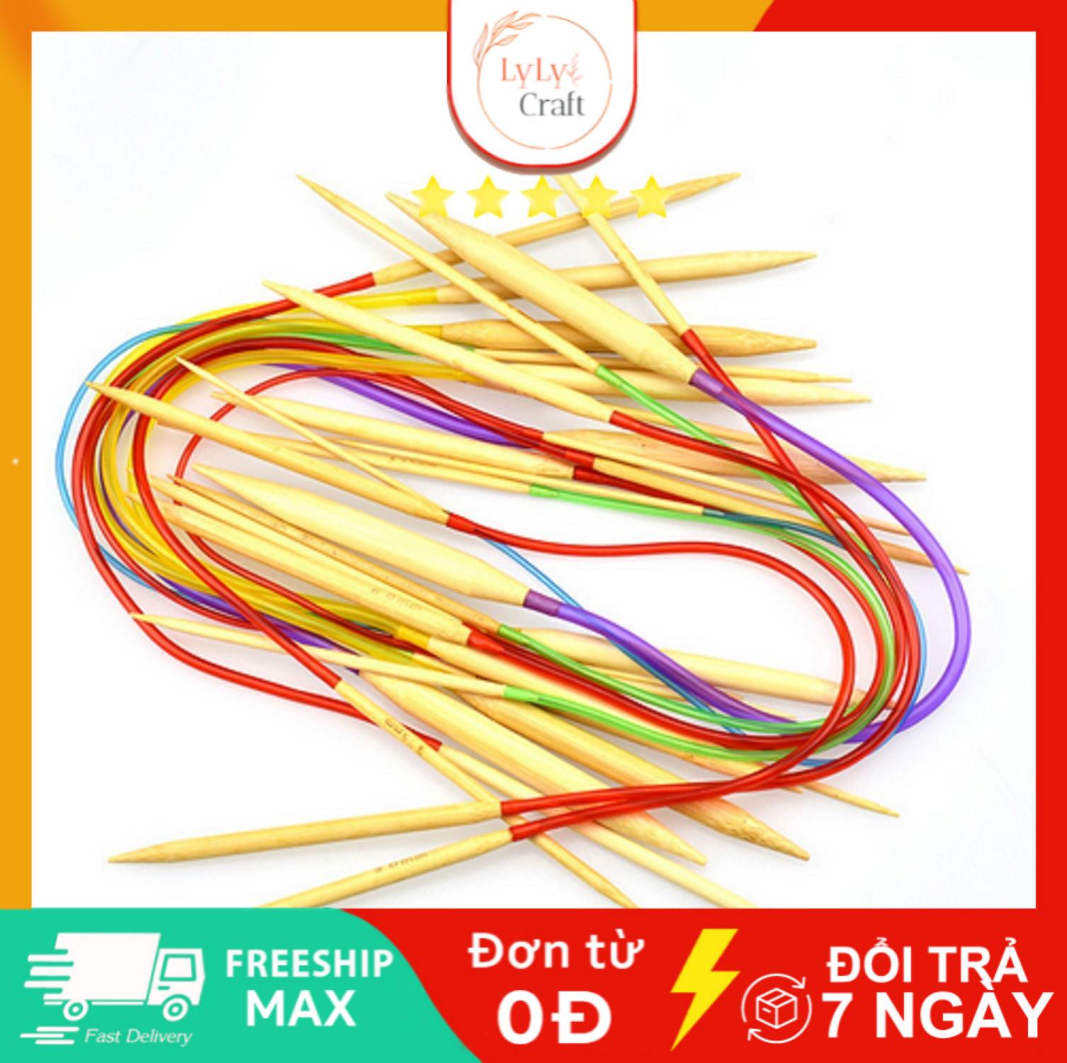 Kim đan len dành cho người mới bắt đầu bao gồm đầy đủ các size từ 2.5mm - 10mm, Kim đan vòng cao cấp bằng gỗ bộ dụng cụ len sợi đan móc phù hợp với người đan chuyên dùng loại kim vòng