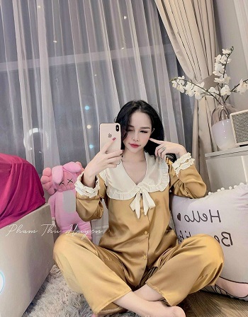 [HCM]ĐỒ BỘ LỤA TIN CỔ BÁNH BÈO PHỐI NƠ  CAO CẤP