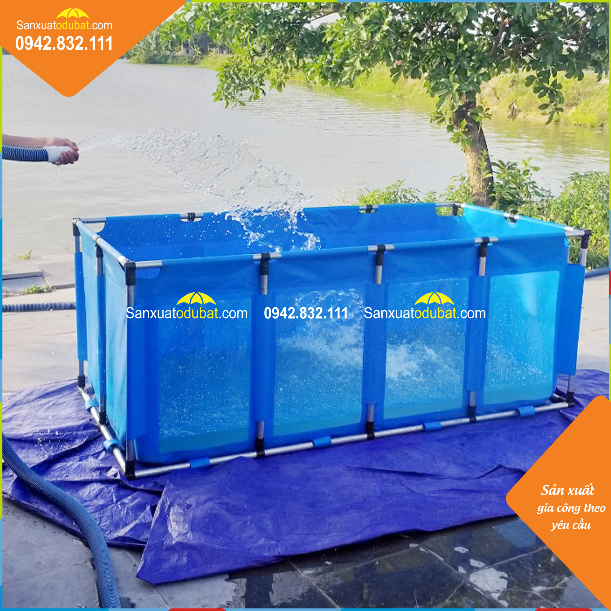 Bể bạt nuôi cá koi KT 2x1.1x0.8m