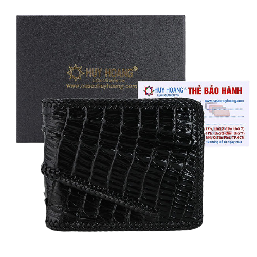 Men's crocodile skin leather wallet with black, soil brown, gold, reddish brown applique