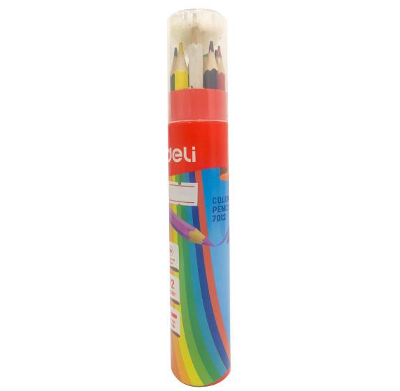 Cốc 12 bút chì màu Deli 7012 có kèm gọt