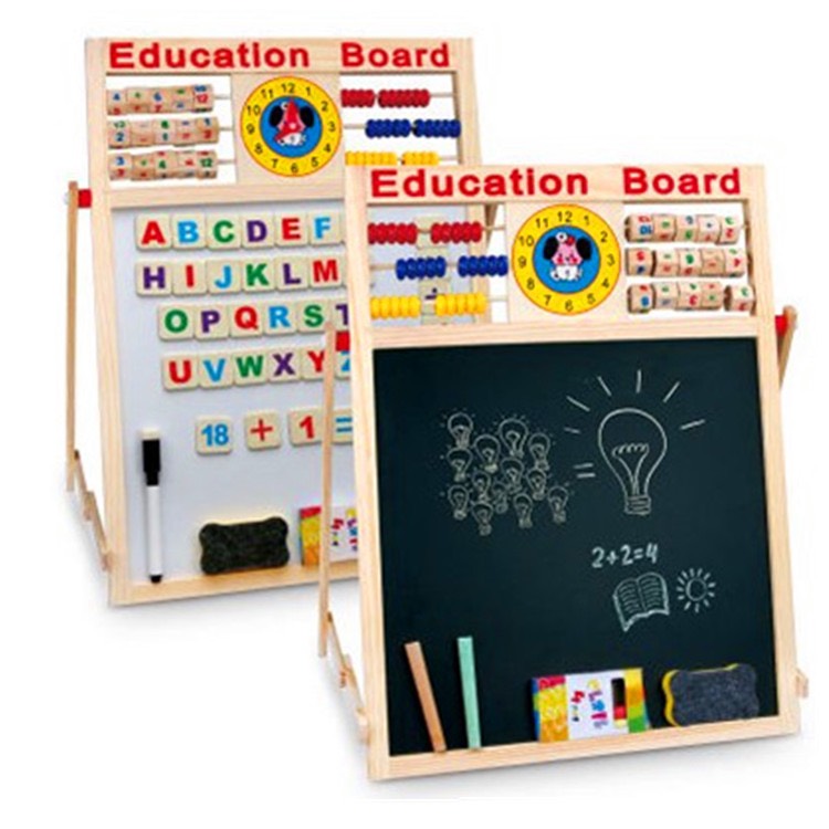 Bảng viết thông minh Edu chữ và số nam châm 2 mặt - đồ chơi giáo dục bằng gỗ
