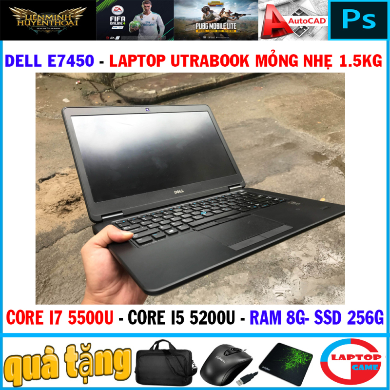 Siêu mỏng Dell Latitude E7450 Core i7 5500U, Core i5-5300U/ 8G/ SSD 256G/ màn 14 inch nặng 1.5kg
