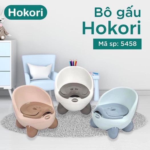 Bô vệ sinh trẻ em Hokori chống chơn trượt, có tựa lựng và khay tiện dụng