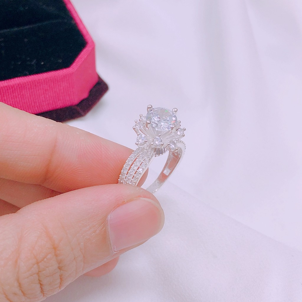 ☃❂ Nhẫn nữ bạc ta gắn đá cao sang chảnh - Nhẫn bạc Bibi mẫu mới đẹp