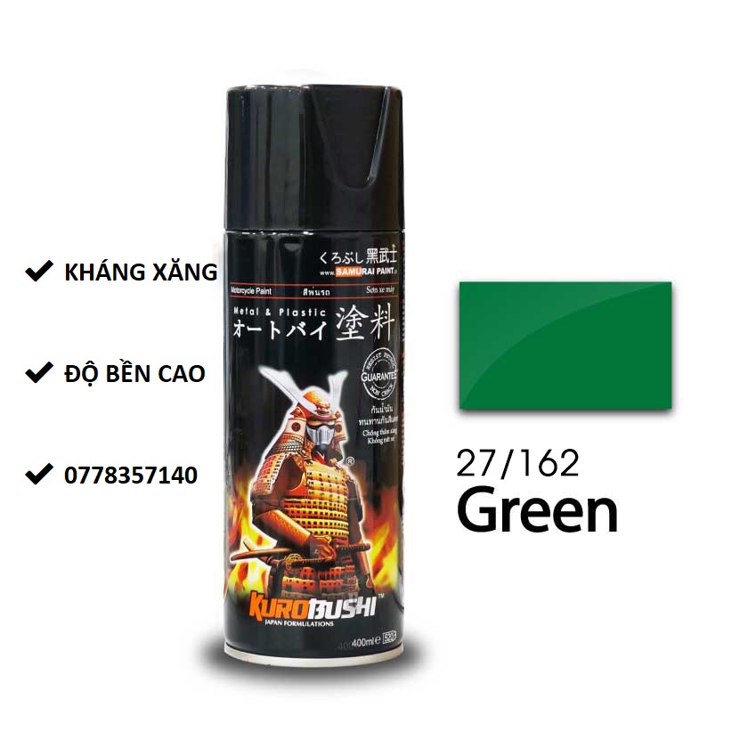 27/162 Sơn xịt Samurai MÀU XANH LÁ