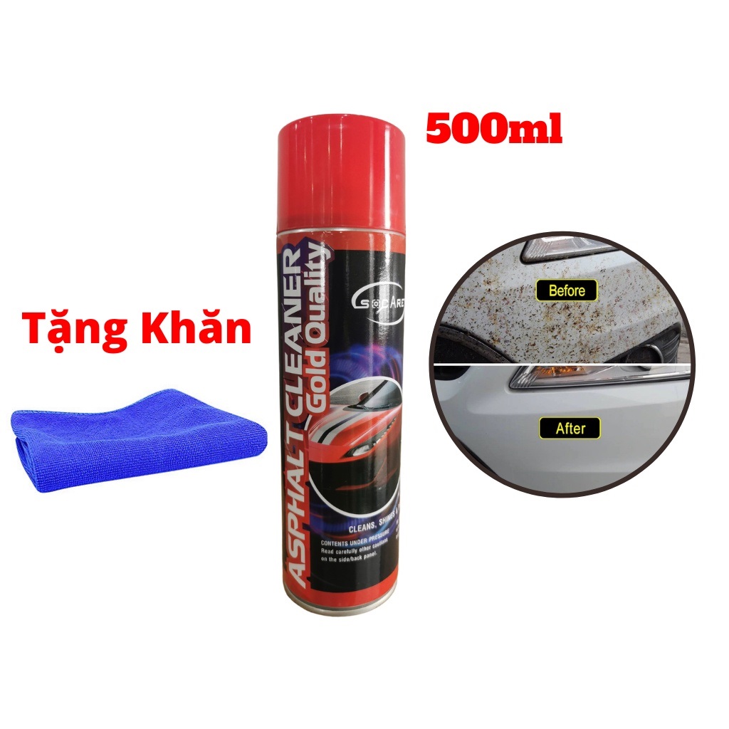Chai xịt tẩy nhựa đường ,tẩy băng keo đa năng socare asphalt cleaner 500ml tặng khăn