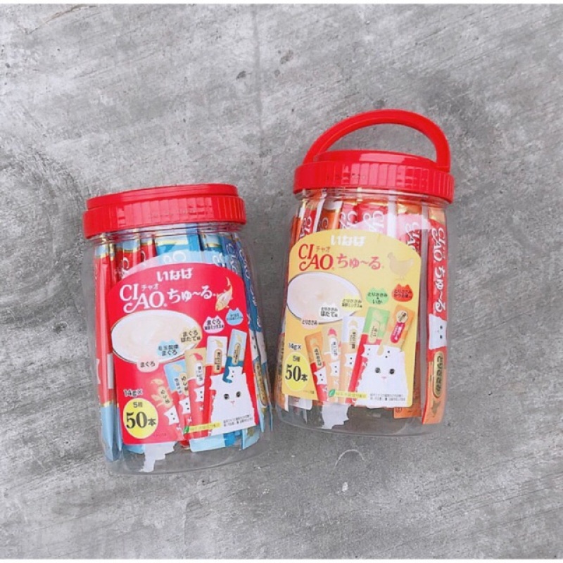 Sốt/ Snack thưởng Ciao Churu cho mèo Hộp 50 thanh - mix 5 vị ( hàng Thái)