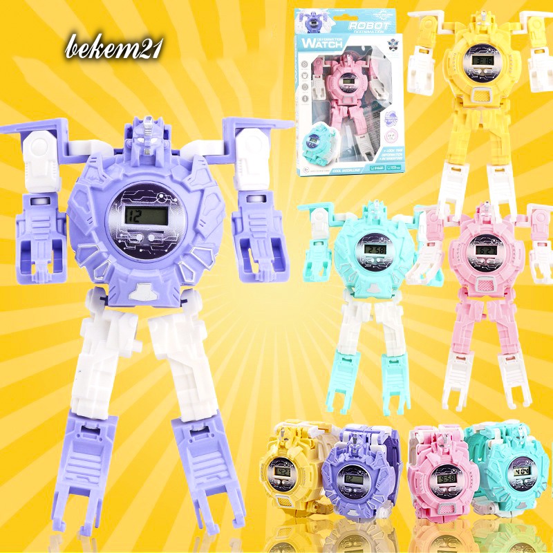 (4 màu) Đồ Chơi Đồng hồ đeo tay lắp ráp robot biến hình , 022A 023A-Đồng hồ lắp ghép rô bốt siêu nhân