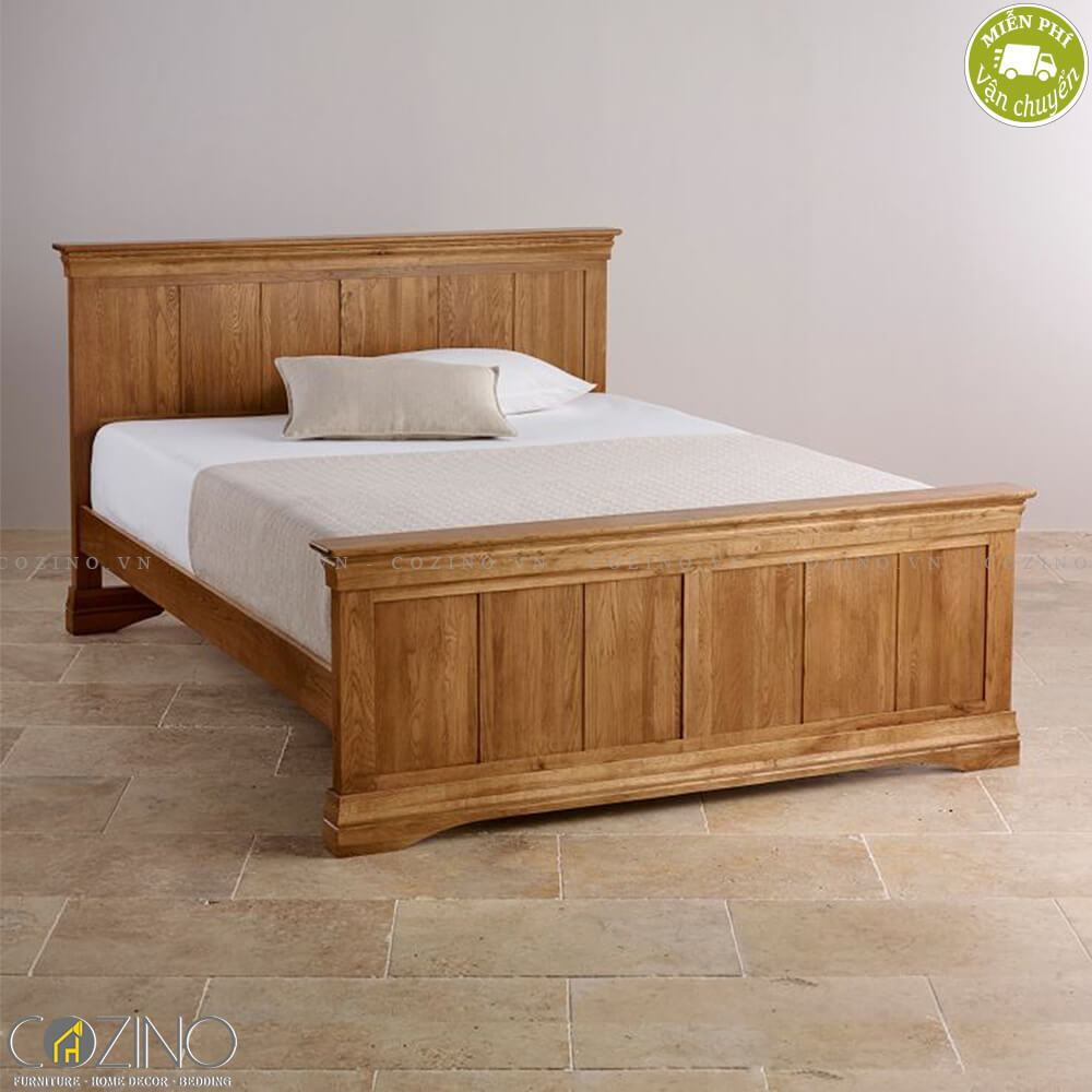 Giường đôi French Farmhouse gỗ sồi 1m6