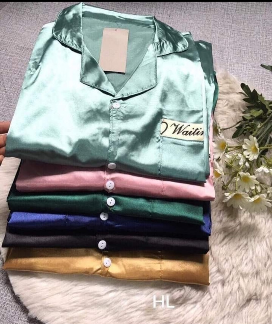 Bộ pijama áo cộc quần dài cho nữ. Bộ mặc nhà, mặc ngủ chất phi bóng màu trơn viền đẹp