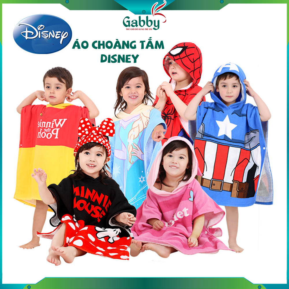 ÁO CHOÀNG TẮM DISNEY 85*65 (Hình Elsa/ Iron/ Mickey/ Minnie/ Cars/ Piglet) - GABBY STORE