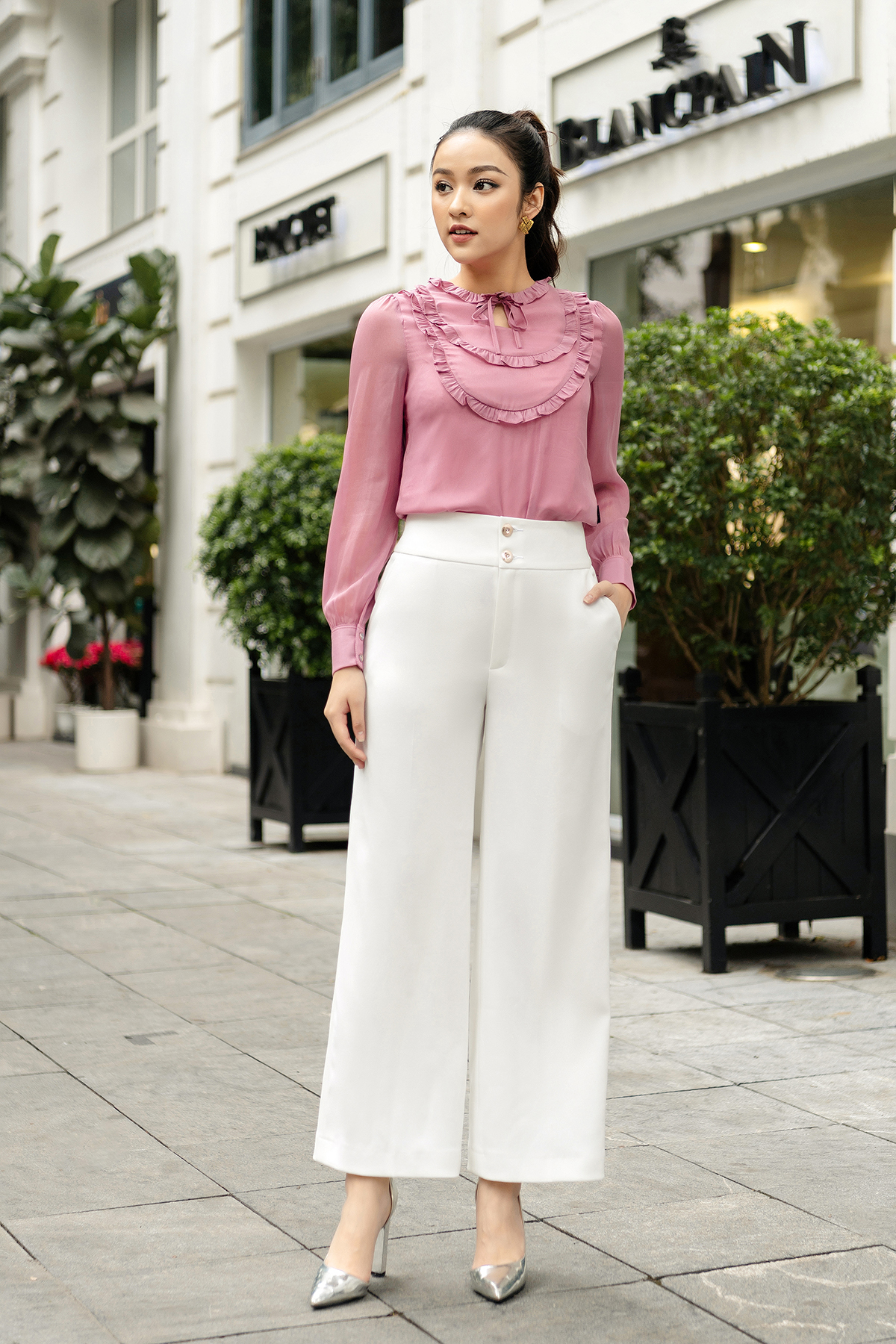 Quần Nữ Ống Rộng Lưng Cao Tồn Dáng chân dài eo thon Luperi LFQD2115 quần ống suông nữ công sở dáng dài có cúc khóa giữa chất liệu Thái chéo không nhăn không xù có co giãn thoải mái