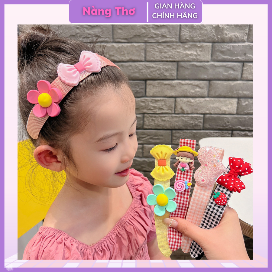 Băng Đô dán Cài Tóc Đính Nơ Phong Cách Hàn Quốc