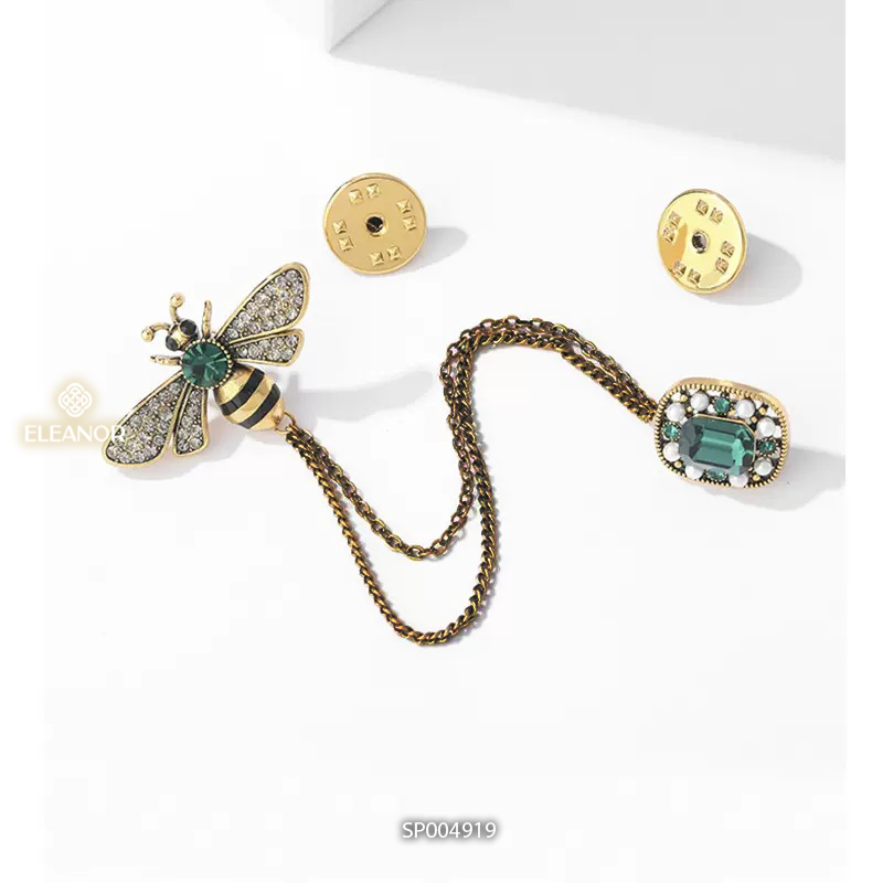 Ghim cài áo nam nữ Eleanor Accessories trâm cài áo hình con ong đính đá phụ kiện thời trang 4919