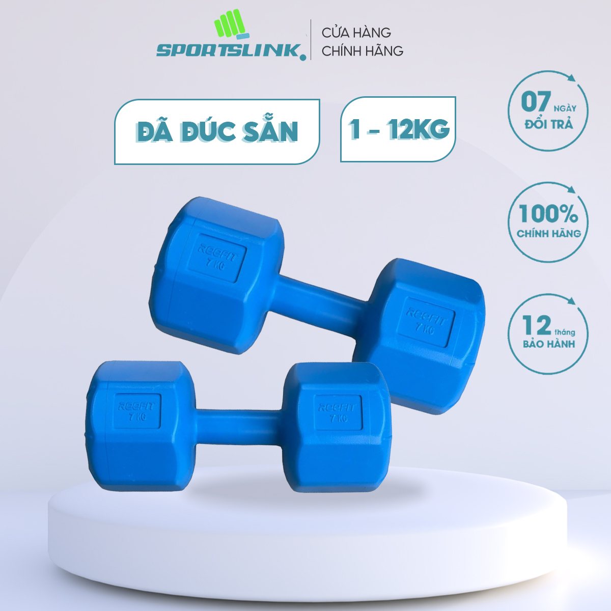 Bộ 2 tạ tay nhựa cao cấp VN (1-12kg)