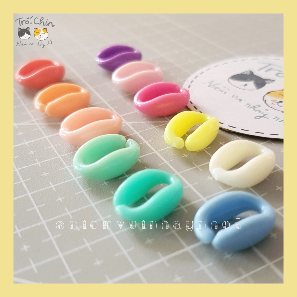 Set 10 mắt xích Chubby sò úp màu pastel size 16*11mm (chọn màu)