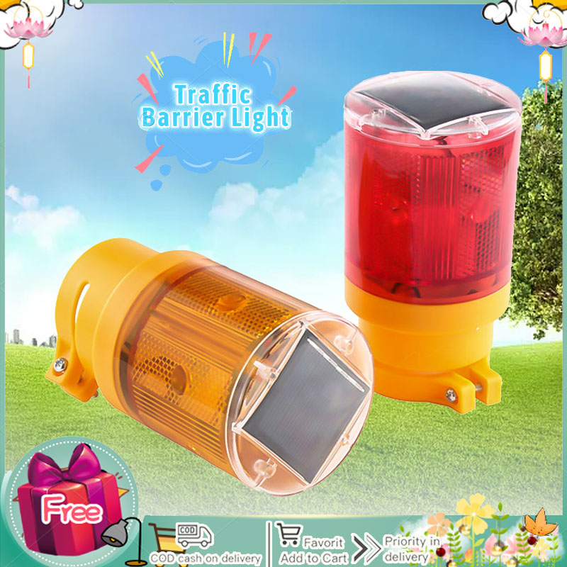 LP Solar Powered LED Traffic Strobe Warning Lights Flicker Beacon Road Barricade Construction Sign Lamp