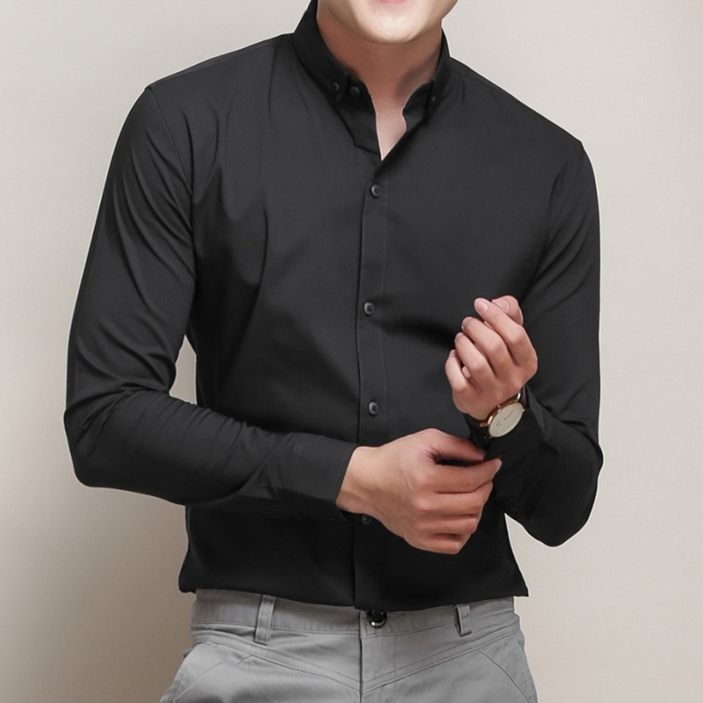 Áo sơ mi nam trắng dài tay công sở cao cấp chất lụa đẹp Hamino form slimfit ôm dáng thời trang Hàn Quốc màu trắng đen A2
