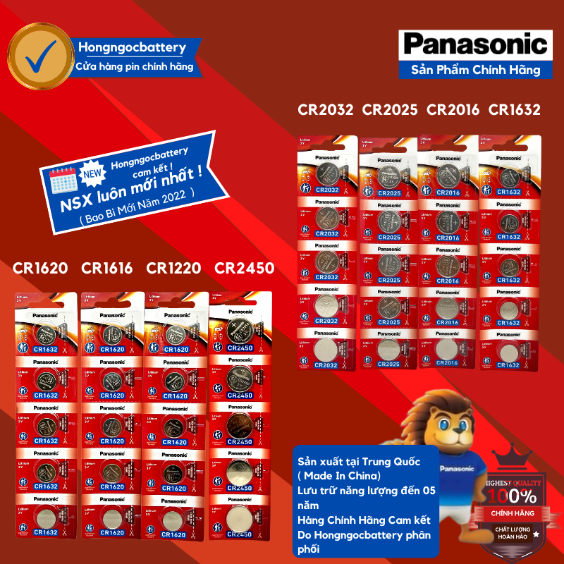 Vỉ 5 Viên CR2016 Panasonic Made In Indonesia 3V