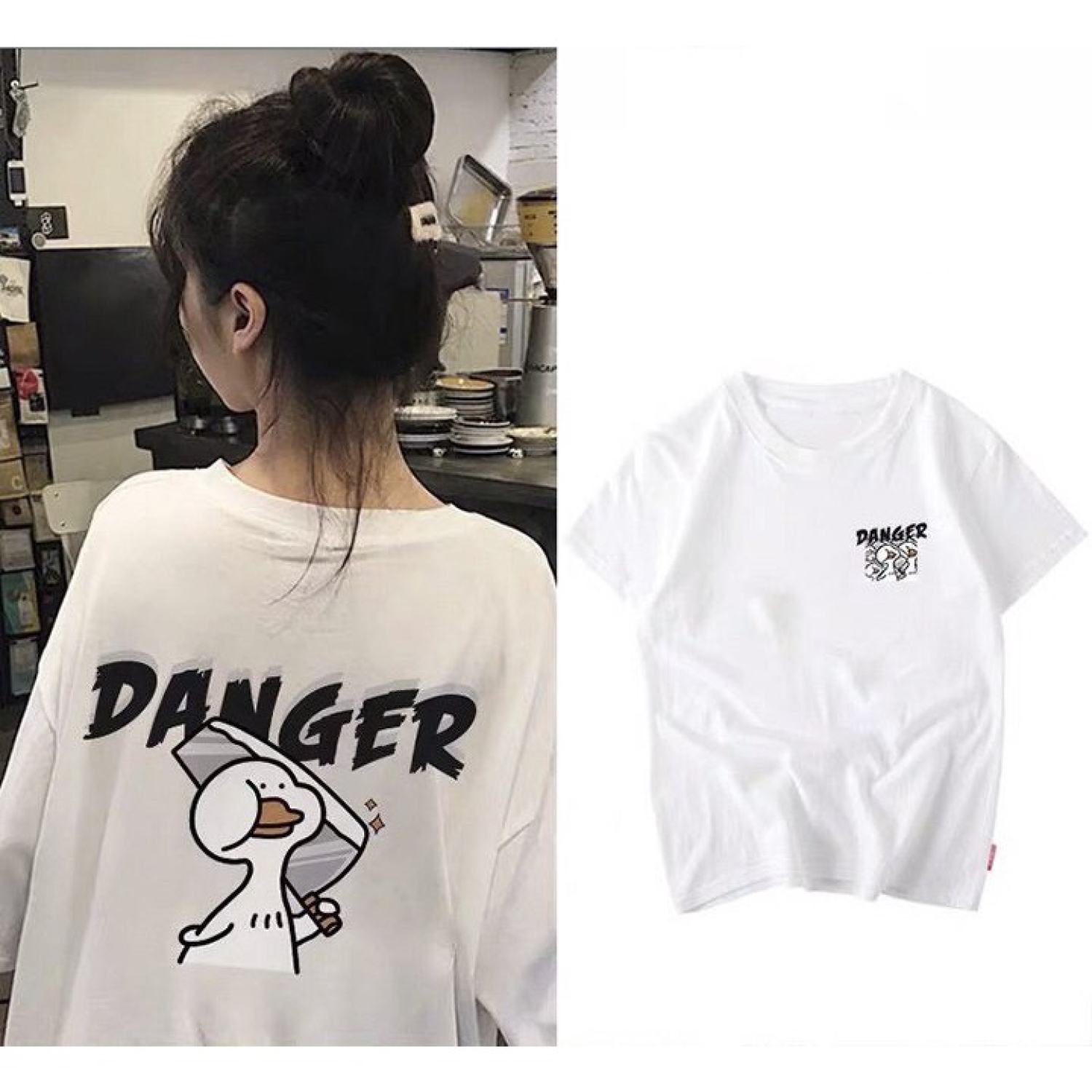 [ RẺ VÔ ĐỊCH] Áo Thun Trắng Vịt Danger - Phông form rộng tay lỡ in hình vintage, pull 3158 cá tính đẹp Ulzzang-